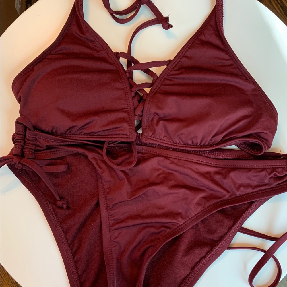 Maroon Mossimo lace up bikini small